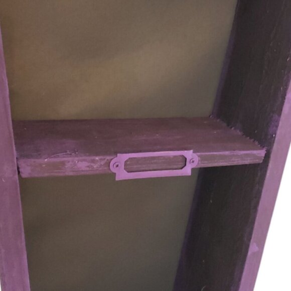 Decorative Purple & Black Cedar Coffin Shelf with Nameplates - Picture 4 of 4